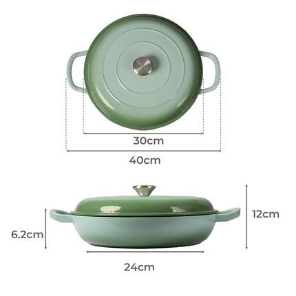 TOQUE 3.5L Enamel Dutch Oven Pan in Green Colour-1973193931340517378
