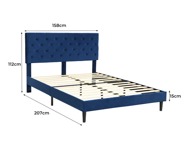 Levede Bed Frame Queen Size Mattress Blue-1973194030422560770