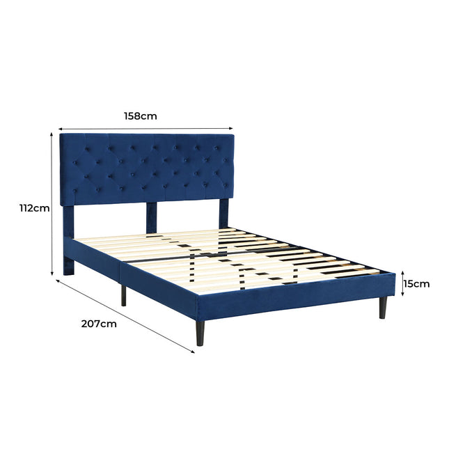 Levede Bed Frame Queen Size Mattress Blue-1973194030422560770