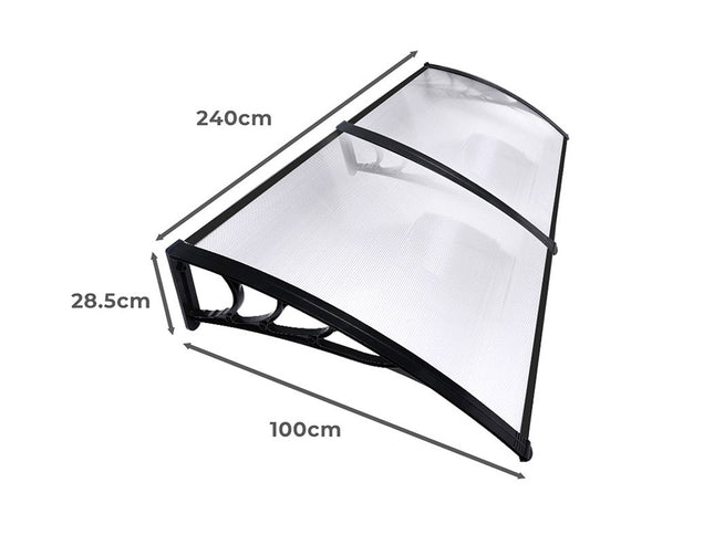 Mountview Window Door Awning Outdoor 1M X 2.4M Transparent 1x2.4M-1973193987930066946