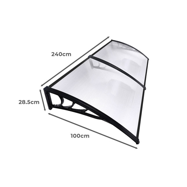 Mountview Window Door Awning Outdoor 1M X 2.4M Transparent 1x2.4M-1973193987930066946