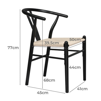 Levede 4x Dining Chairs Wooden Hans Black-2006732722512465922