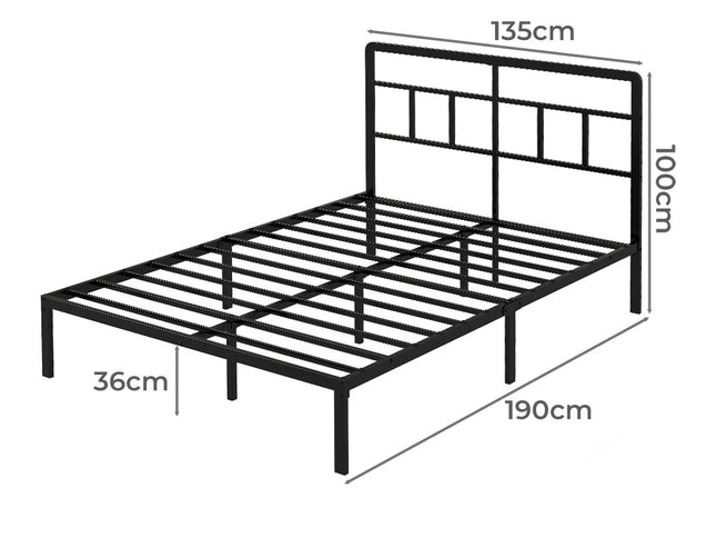 Levede Double Bed Frame Metal Base Platform Headboard Heavy Duty Mass Storage-2065254299260293122