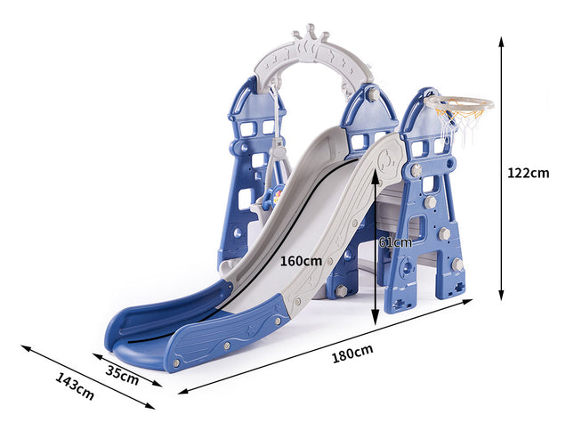 BoPeep Kids Slide Swing Basketball Ring Blue-1973193909152649218