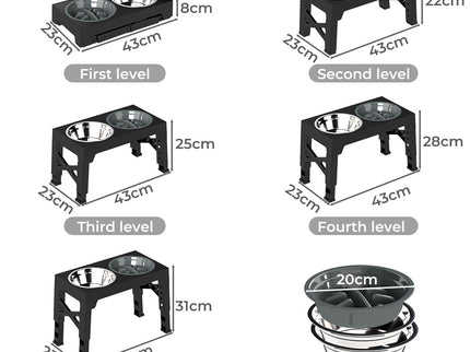 PaWz Elevated Dog Bowls 2 Stainless Steel Bowls and 1 Slow Feeder Bowl-1954802490386026498