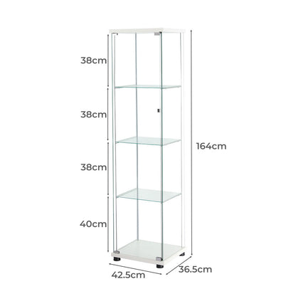 Stacked Display Cabinet Tempered Glass White-1973193812268421122