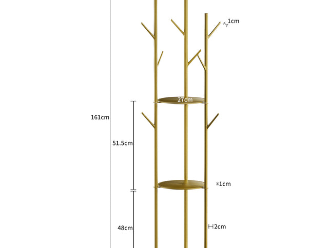 Levede Coat Rack Clothes Stand 8 Hook Organizer Gold-1973193820849967106
