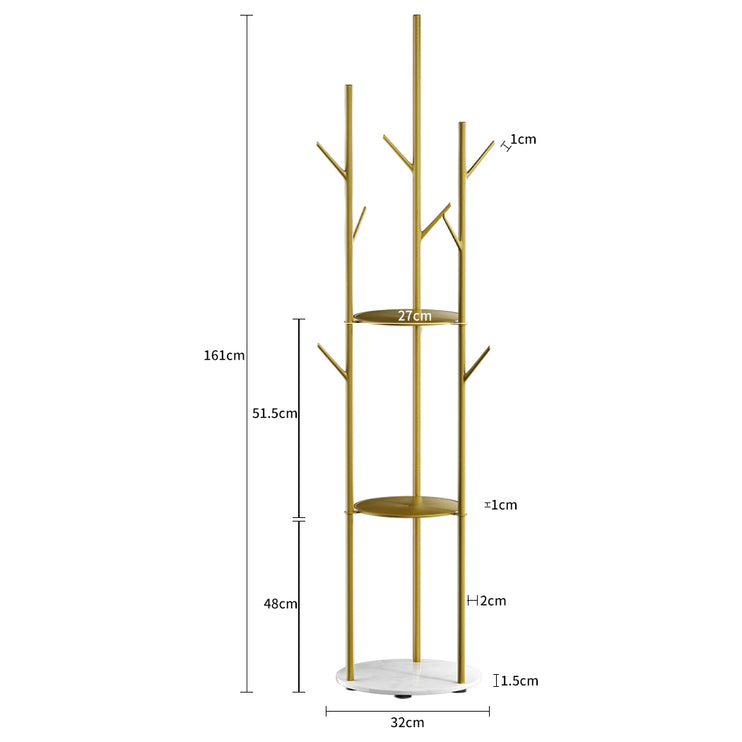 Levede Coat Rack Clothes Stand 8 Hook Organizer Gold-1973193820849967106