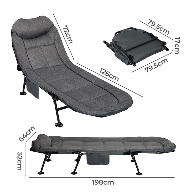 Levede Folding Camping Bed Camp Cots Dark Grey-1954802423948251138