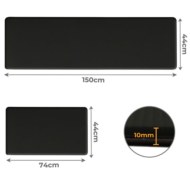 Marlow Kitchen Rug 2PCS Non Slip Anti Fatigue Mat Black-1973193520130953218