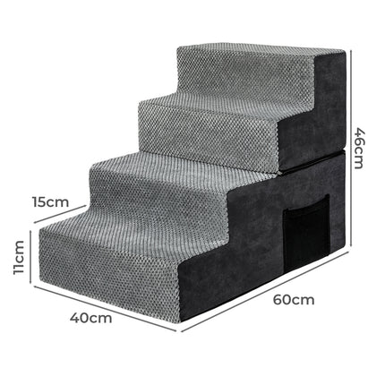 Pawz 4 Steps Pet Stairs Dog Ramp High Density Foam Grey-2006732767437656066