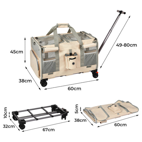 Pawz Pet Carrier 4 Wheel Portable Rolling Foldable-1910112289638453250