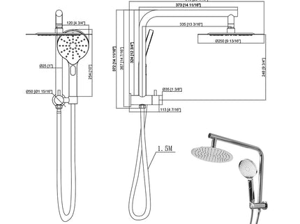 High Pressure Shower Head Set Rain Round Silver-1910113243888750594