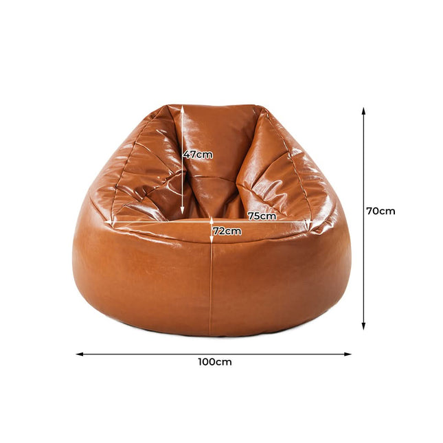 Marlow Bean Bag Chair Cover PU Couch Tan-1966287382567325698