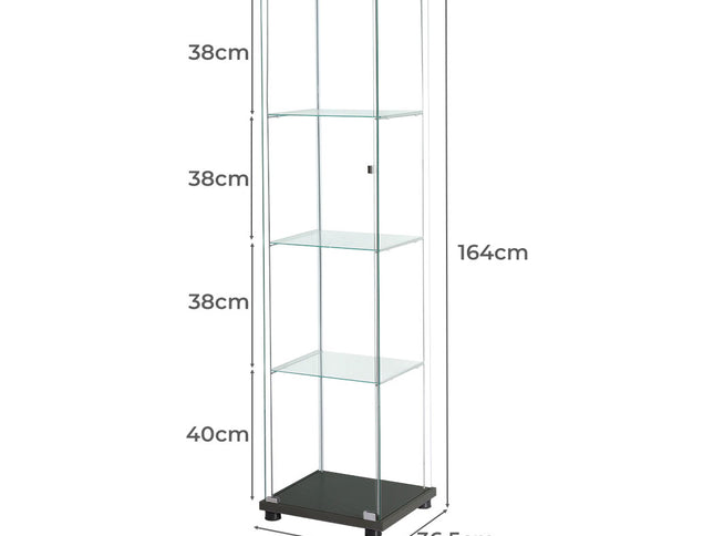 Stacked Display Storage Cabinet Glass Black-1942353094738317314