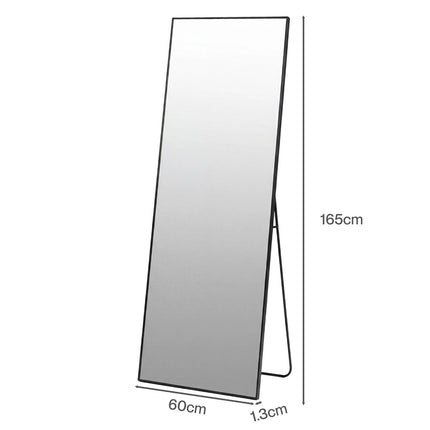 Yezi Rectangular Full Length Mirror 165x60cm Black Standing Floor Wall Leaning-2050059008307499010