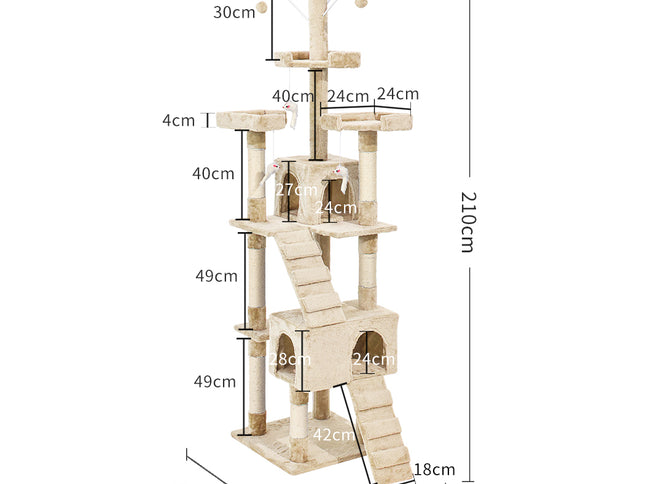 PaWz Cat Tree Scratching Post Scratcher Beige-1975420471109357570