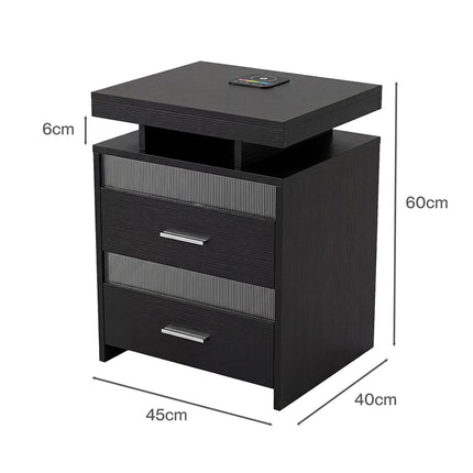 Levede Smart Bedside Table Charging Station Motion Sensor Modern Nightstand-2050056780108664834