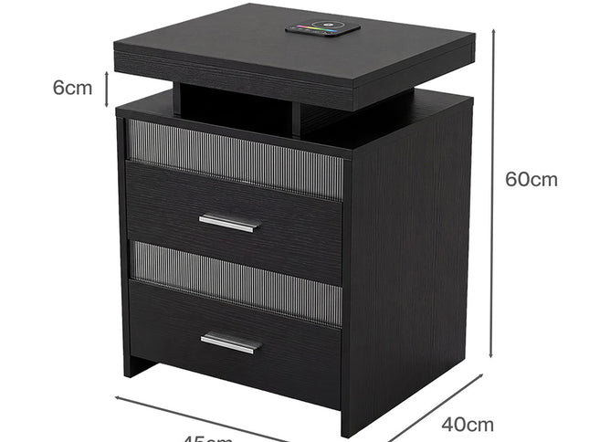 Levede Smart Bedside Table Charging Station Motion Sensor Modern Nightstand-2050056780108664834