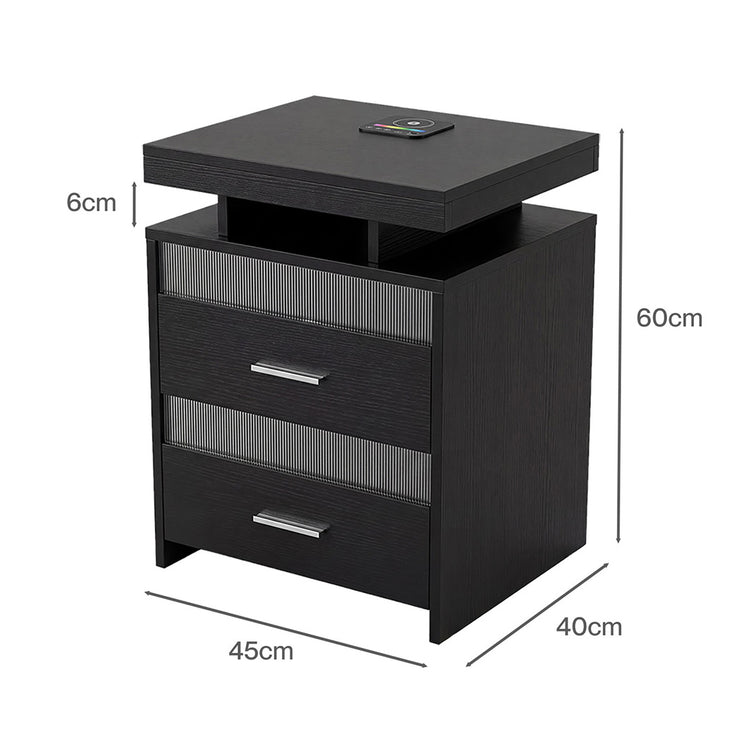 Levede Smart Bedside Table Charging Station Motion Sensor Modern Nightstand-2050056780108664834