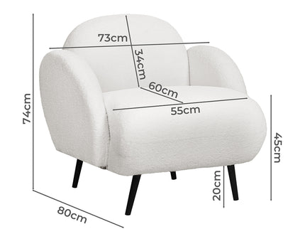 Levede Sofa Chair Fleece Upholstered Single White-1910112207304265730
