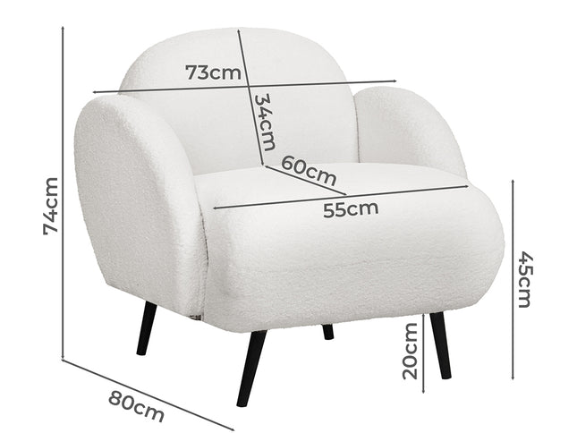 Levede Sofa Chair Fleece Upholstered Single White-1910112207304265730