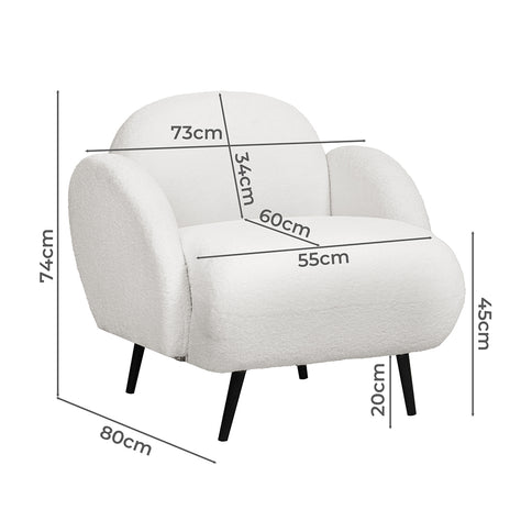 Levede Sofa Chair Fleece Upholstered Single White-1910112207304265730