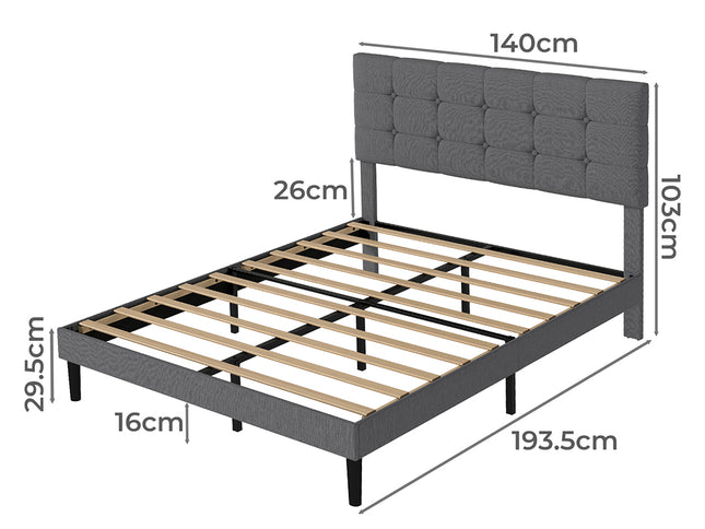 Levede Bed Frame Upholstered Platform Mattress Base Double-2029387289091772418