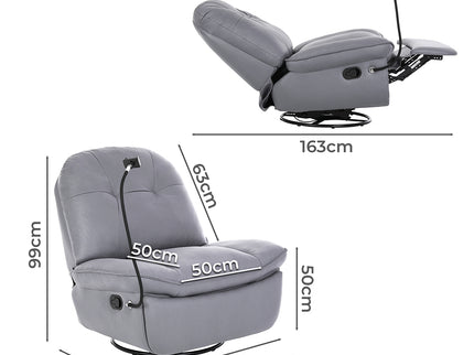 Levede Recliner Chair Lounge 360?Swivel Black-1864184462552731650