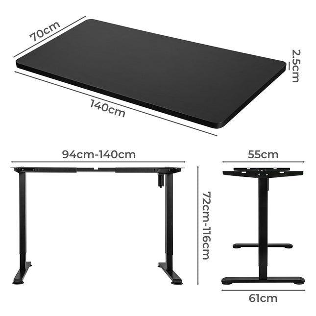 Levede Motorised Standing Desk Adjustable 140cm Black 1000x 1MM-1975420506266013698