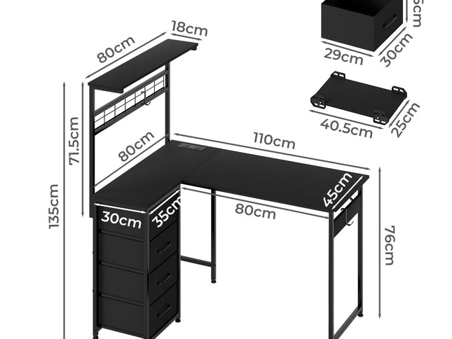 Levede Computer Desk Convertible L-shaped Study Table-2011971108542222338
