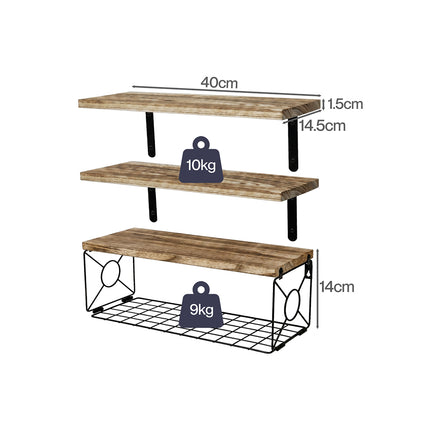 Levede Floating Wall Shelf 3 Pcs DIY Wall Mount Shelves Book Display Rack Basket-2061251867652001794