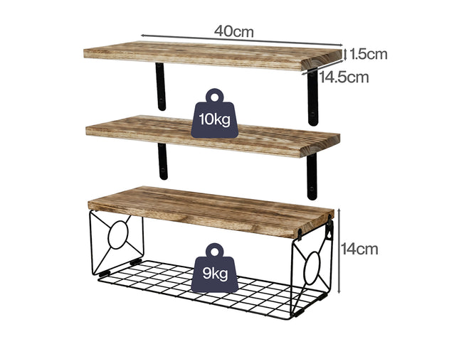 Levede Floating Wall Shelf 3 Pcs DIY Wall Mount Shelves Book Display Rack Basket-2061251867652001794