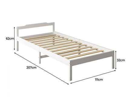 Levede Wooden Bed Frame King Single White-1864183192932716546
