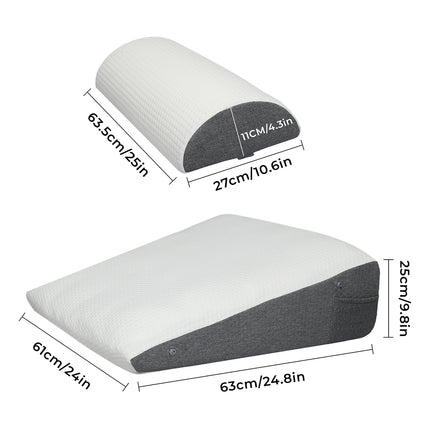 Dreamz Memory Foam Wedge Pillow Bed Back Neck Support Leg Raiser Cushion-2029334096462876674