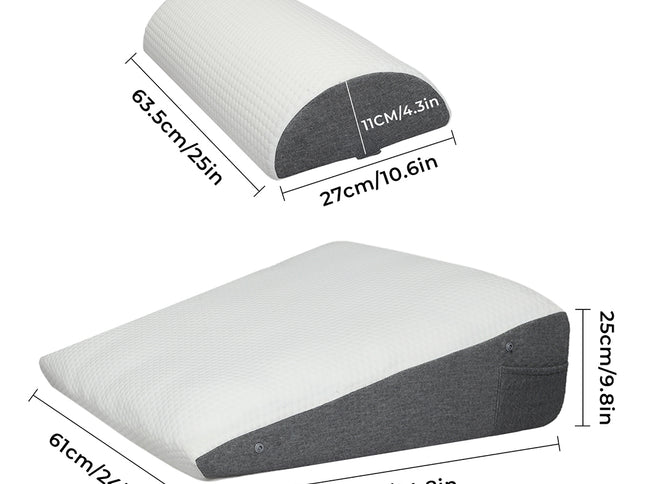 Dreamz Memory Foam Wedge Pillow Bed Back Neck Support Leg Raiser Cushion-2029334096462876674