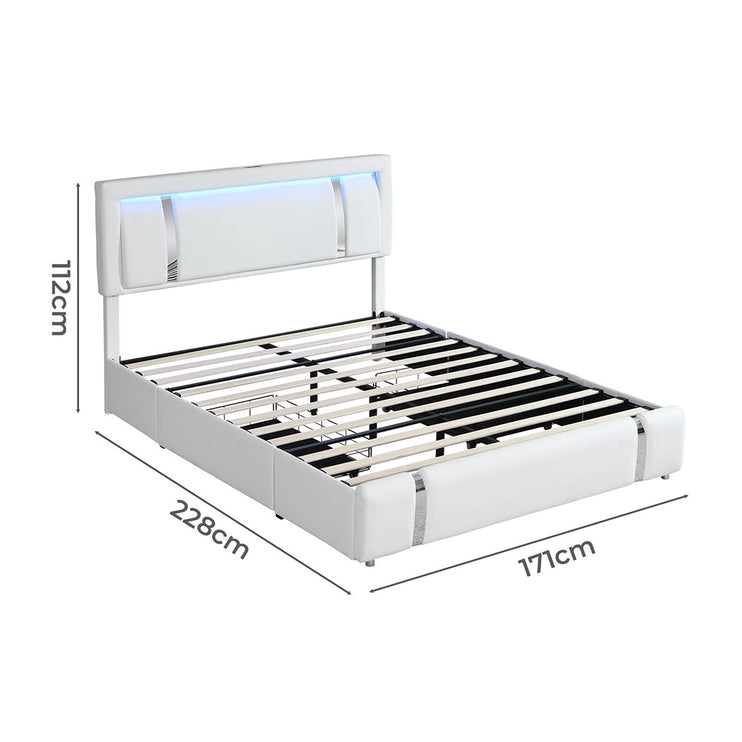Levede Queen Bed Frame With Adjustable Headboard White-1973193505169870850
