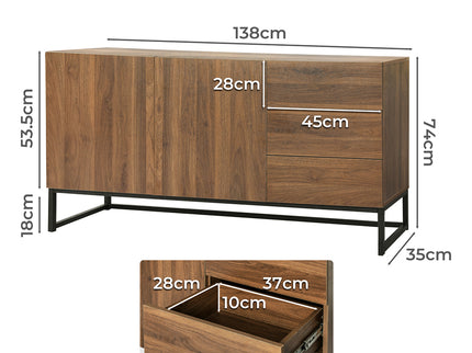 Levede Buffet Sideboard Storage Cabinet Walnut-1910113290999173122