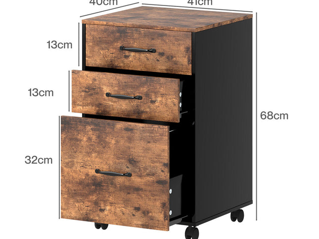 Levede 3-Drawer File Cabinet Mobile Filing Storage Cabinet Organiser Home Office-2050056775276826626