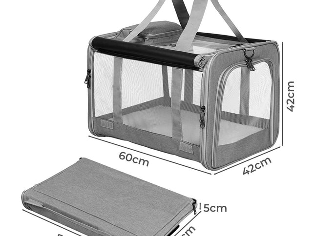 Pawz 3 in 1 Pet Soft Crate Dog Cat Carrier L Size Grey-1973193524862128130