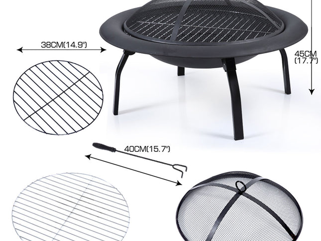 30" Portable Outdoor Fire Pit BBQ Grill Large-1973193619682758658