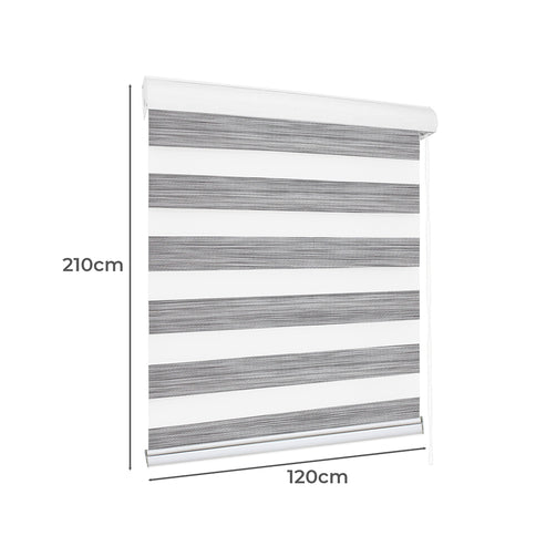 Marlow Blackout Zebra Roller Blind Curtains 120x210 Grey-1910113277401239554