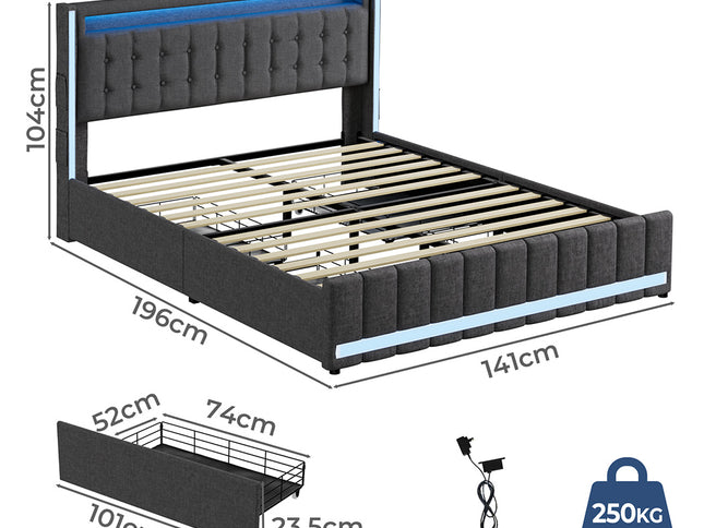 Levede Double Bed Frame-1973193467639238658