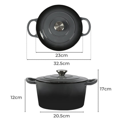 TOQUE 4L Enamel Dutch Oven Pot in Black Colour-1973193930577154050