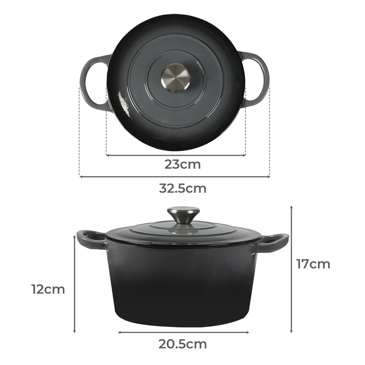 TOQUE 4L Enamel Dutch Oven Pot in Black Colour-1973193930577154050