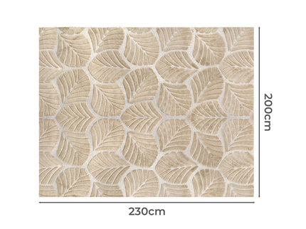 Marlow Floor Rug Soft Embossed Carpet Non Slip Plush Shaggy Rugs Leaf Pattern-1910112211456626690