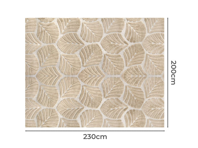 Marlow Floor Rug Soft Embossed Carpet Non Slip Plush Shaggy Rugs Leaf Pattern-1910112211456626690