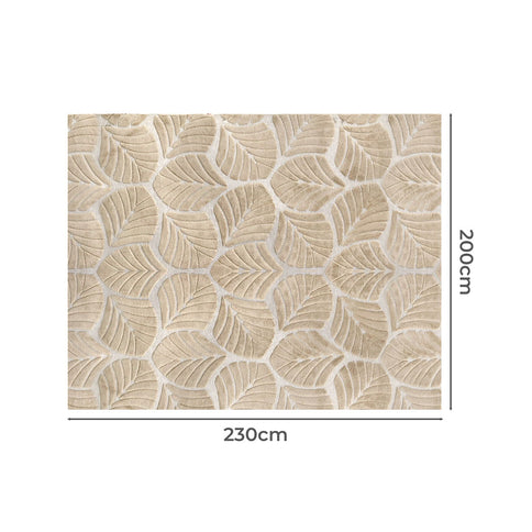 Marlow Floor Rug Soft Embossed Carpet Non Slip Plush Shaggy Rugs Leaf Pattern-1910112211456626690