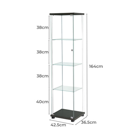 Stacked Display Storage Cabinet Glass Black-1917016729922441218
