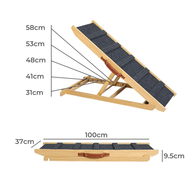 PaWz 5 Wood Adjustable Height Pet Ramp-1973193678373654530